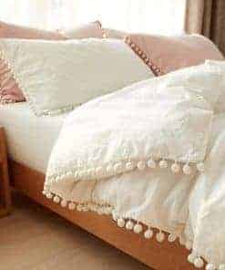 Juego de Funda de Edredón con Borlas PomPom - Juego de Ropa