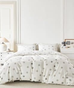 YuHeGuoJi Juego de Funda nórdica de lunares blancos King