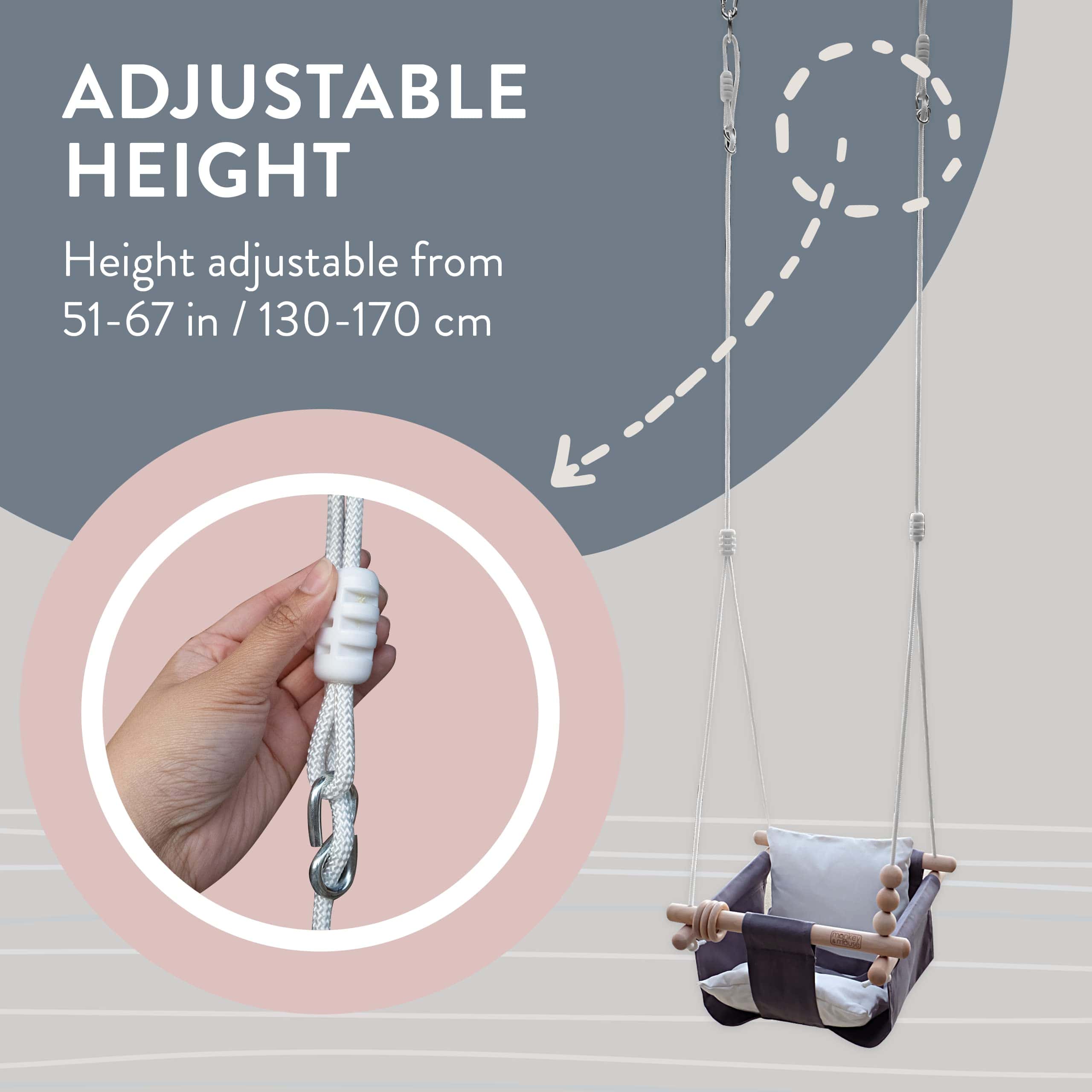 Columpio para Bebés Monkey & Mouse, Asiento Seguro de Lona - Imagen 9