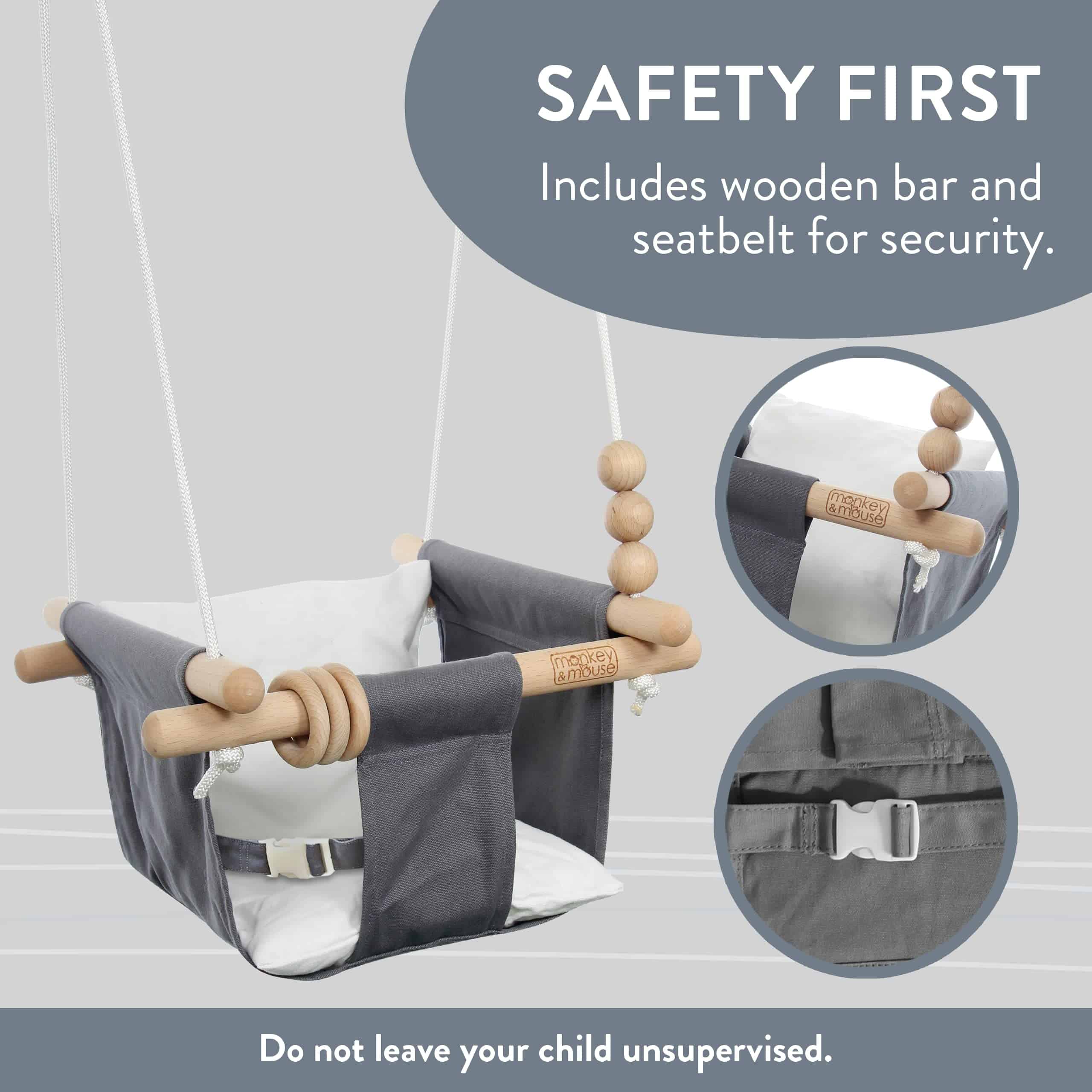 Columpio para Bebés Monkey & Mouse, Asiento Seguro de Lona - Imagen 5