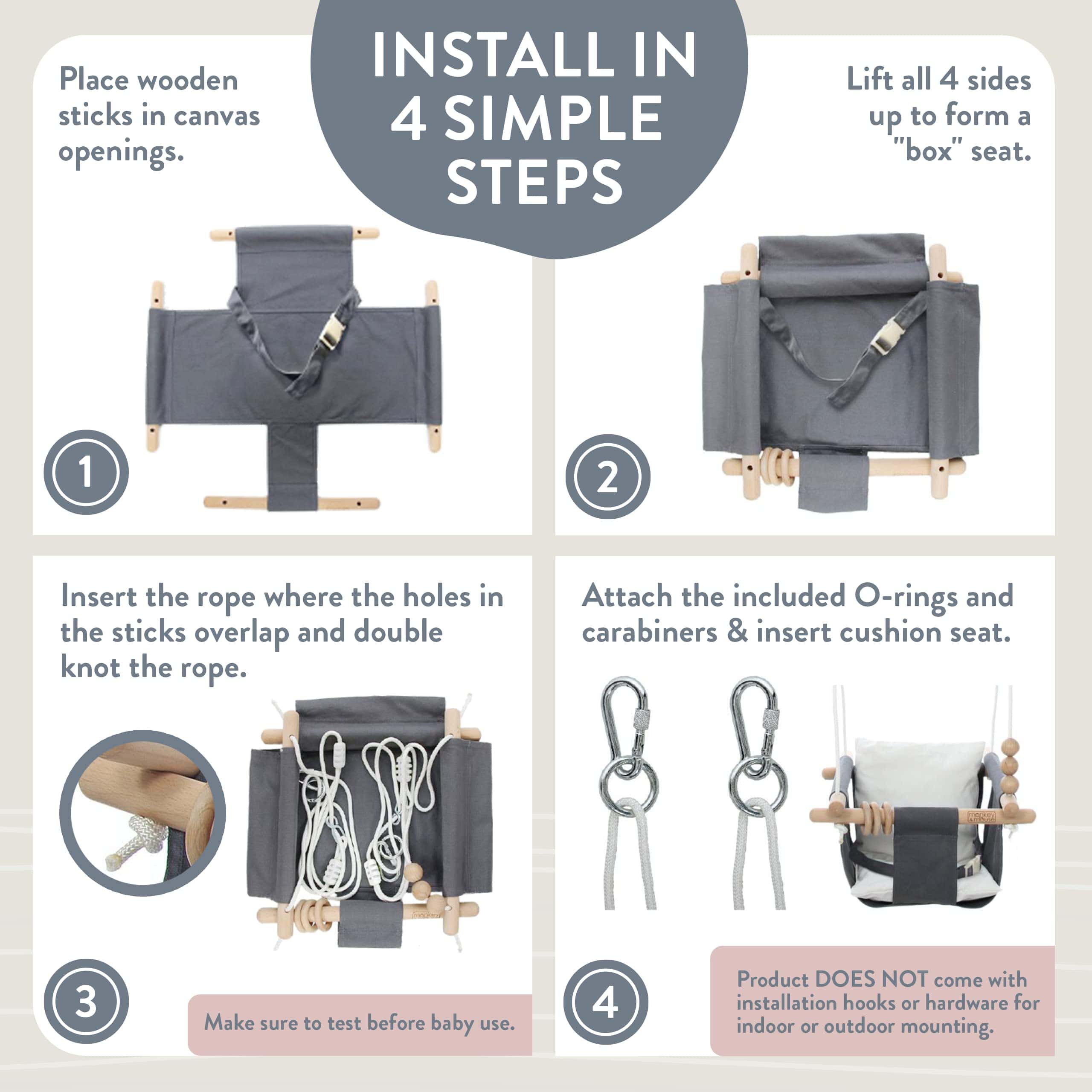 Columpio para Bebés Monkey & Mouse, Asiento Seguro de Lona - Imagen 6