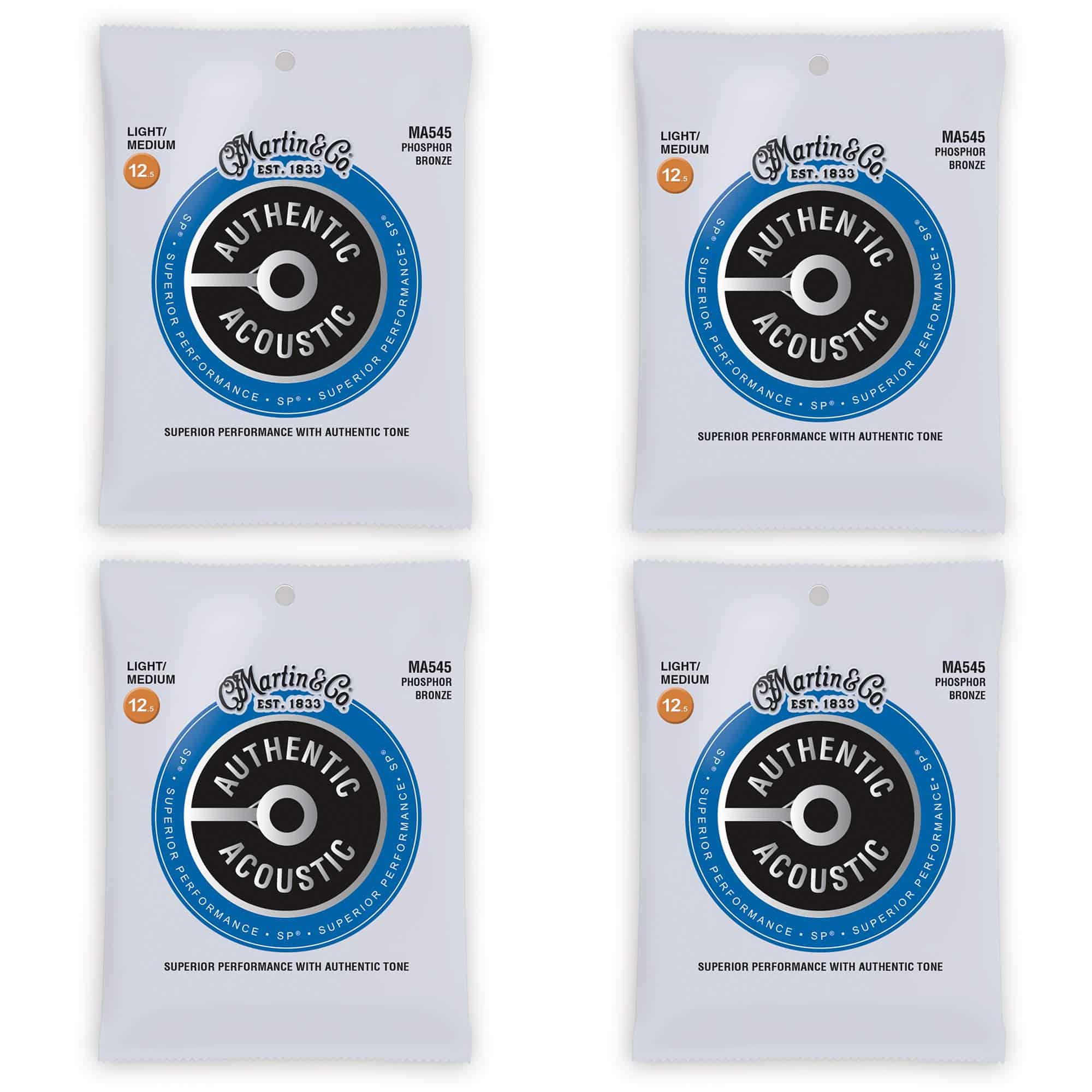 Paquete de 4 cuerdas de guitarra acústica Martin MA545