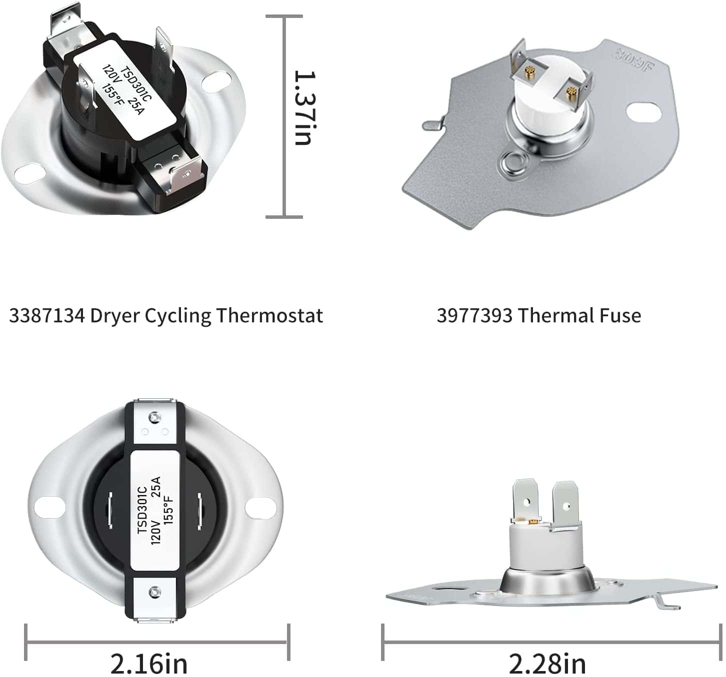 Kit de Elemento Calefactor para Secadora 279838 W10724237 - Imagen 5