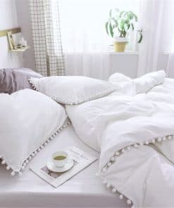 Set de Funda Nórdica con Pompones, Super Suave y Ligero