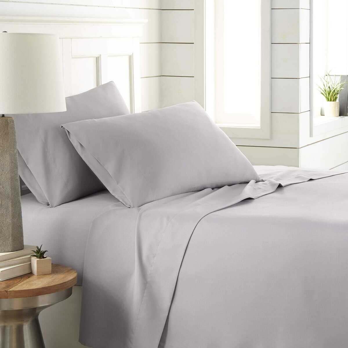 Juego de Sábanas Premium de 4 Piezas -Gris Claro