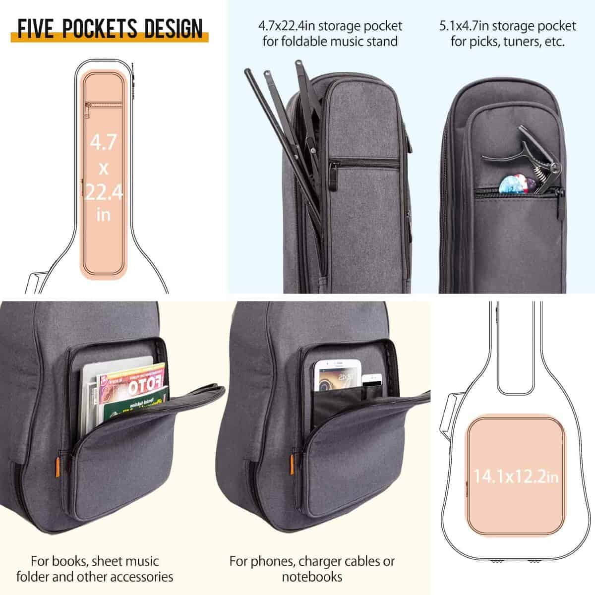 Funda de Guitarra Acústica Acolchada con esponja de 0.7 - Imagen 4