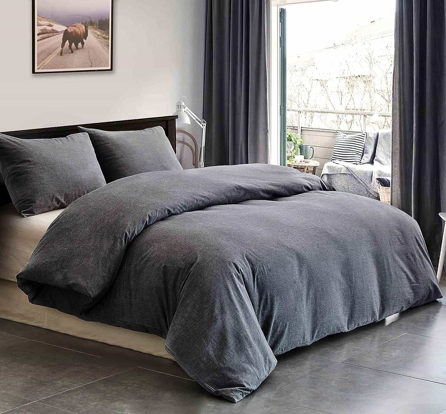 ECOCOTT Funda de Edredón Gris Tamaño King, 100% Algodón - Imagen 4