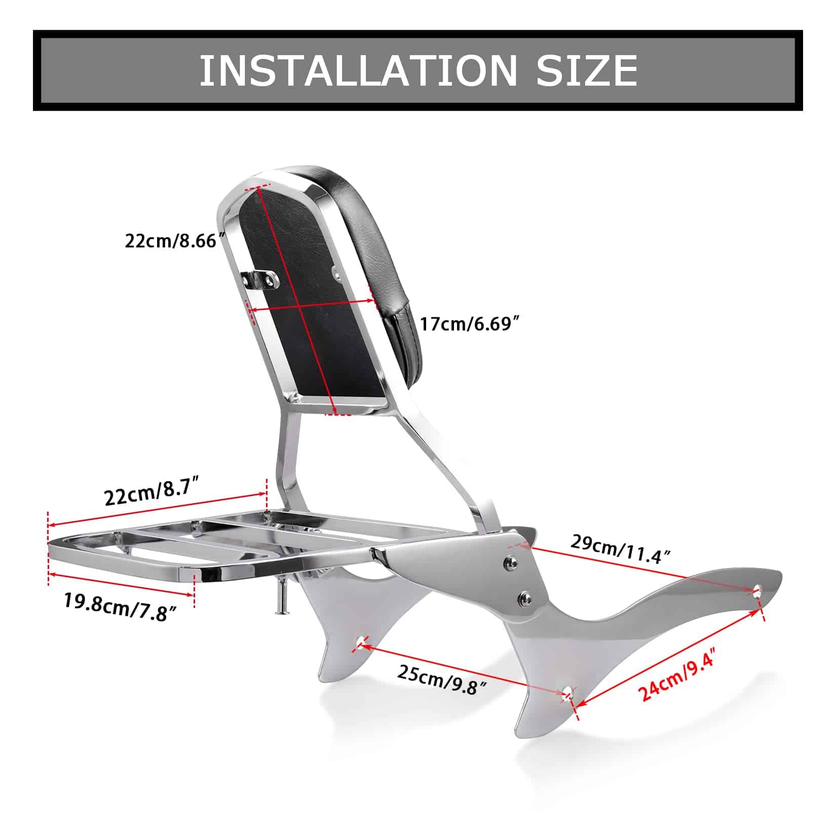 Respaldo Sissy Bar con Portaequipajes y Almohadilla para - Imagen 5