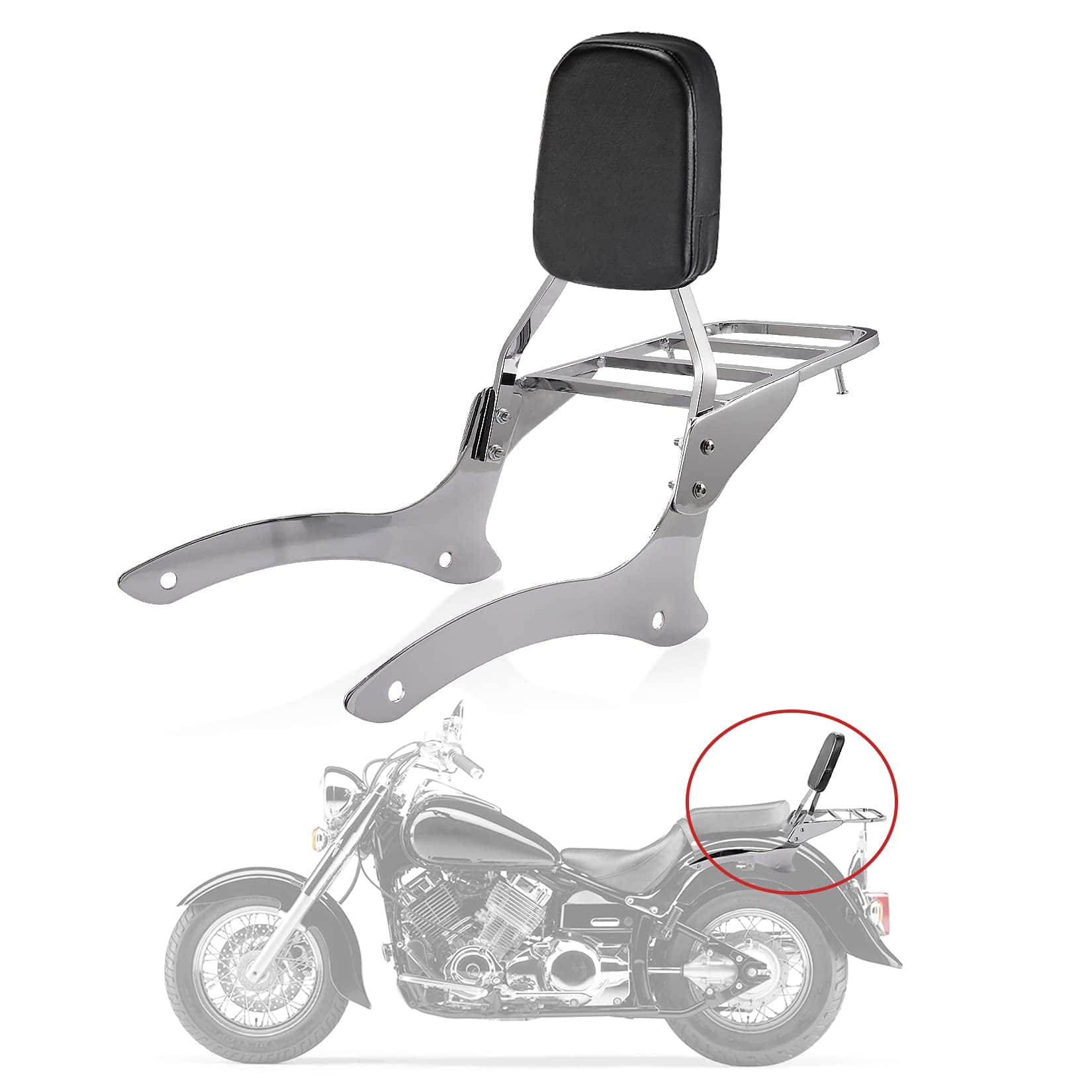 Respaldo Sissy Bar con Portaequipajes y Almohadilla para