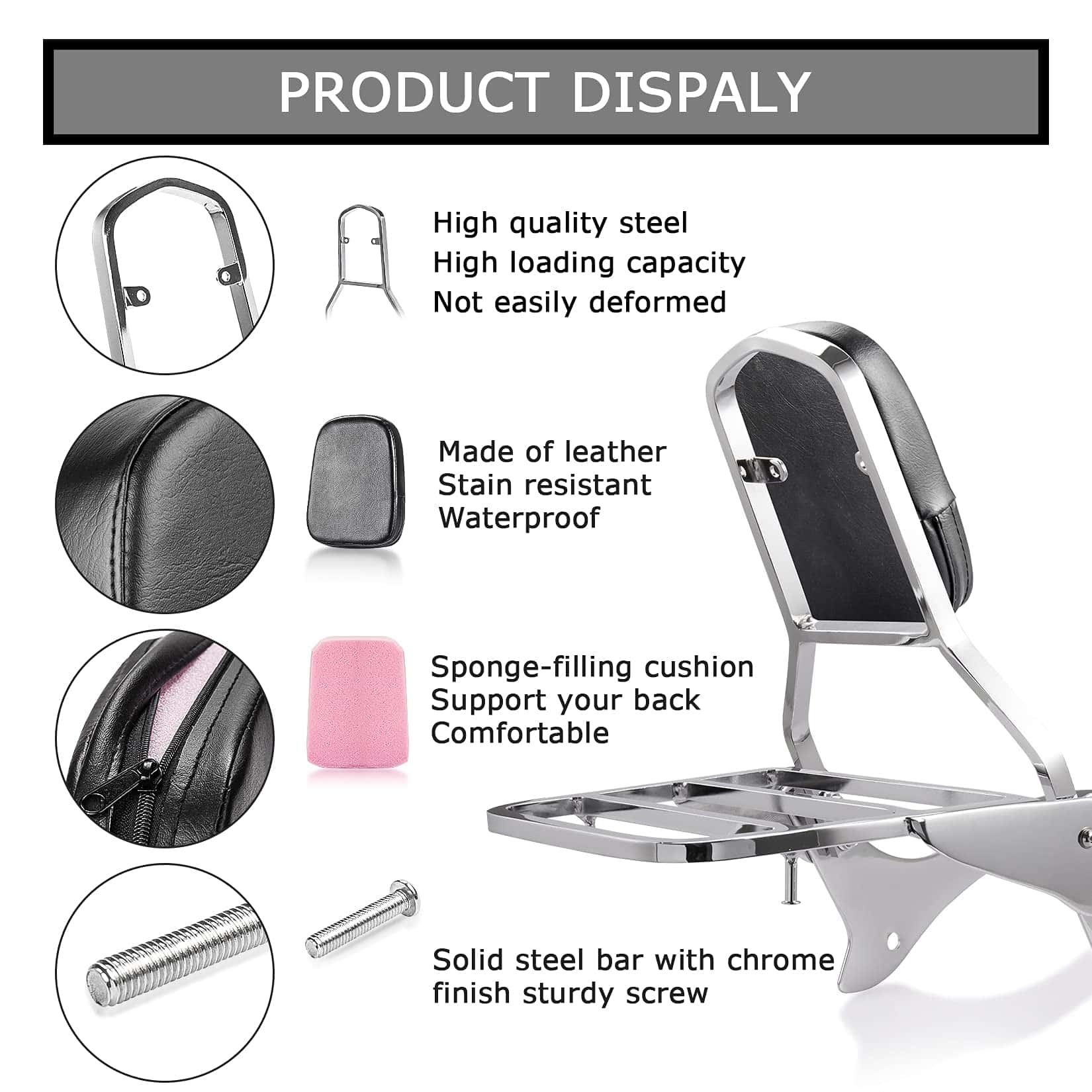 Respaldo Sissy Bar con Portaequipajes y Almohadilla para - Imagen 4
