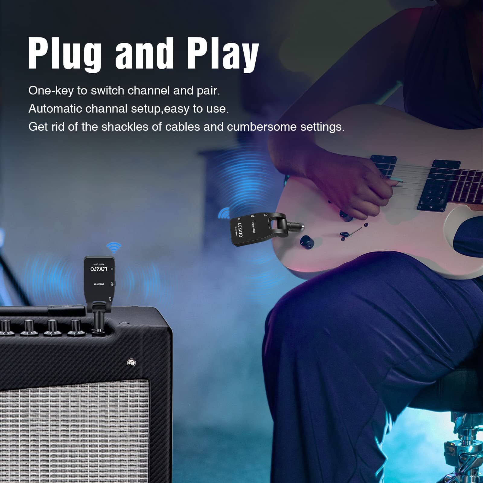 LEKATO Transmisor Receptor de Guitarra Inalámbrico - Imagen 8