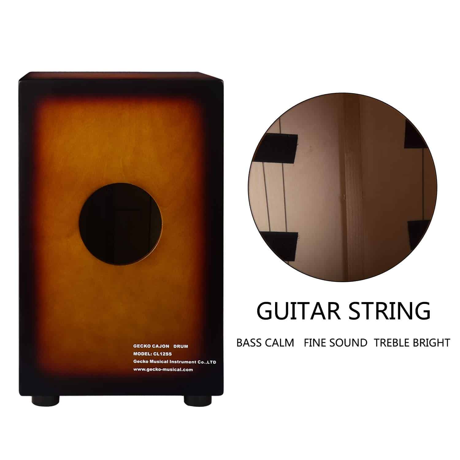 GECKO Cajon BOX Drum-Caja de percusión de madera, con - Imagen 3