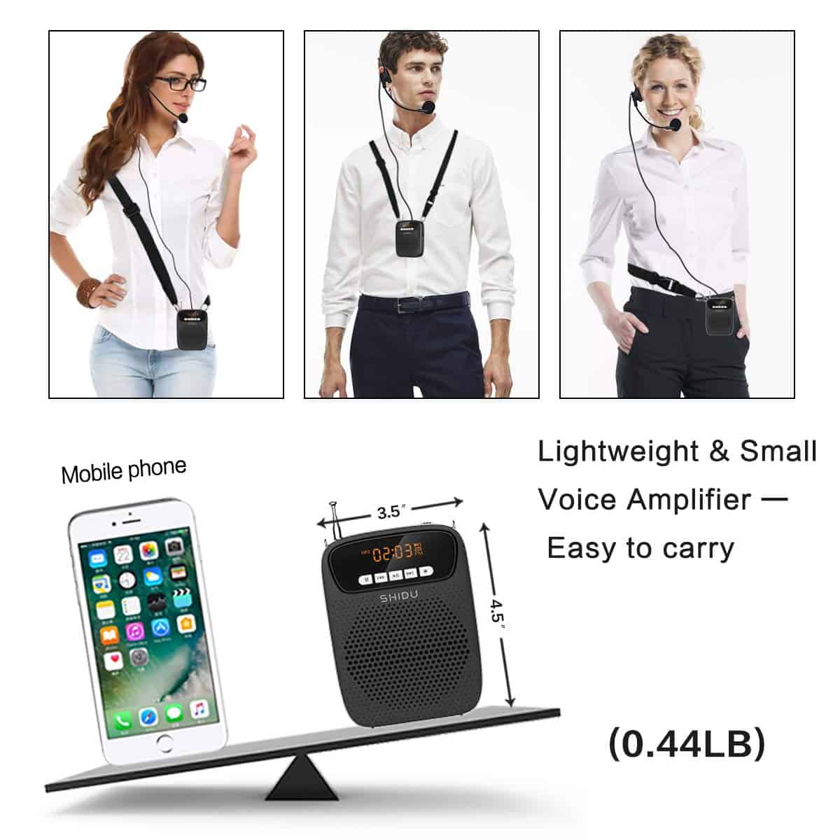 Amplificador de voz mini portátil con micrófono de - Imagen 5