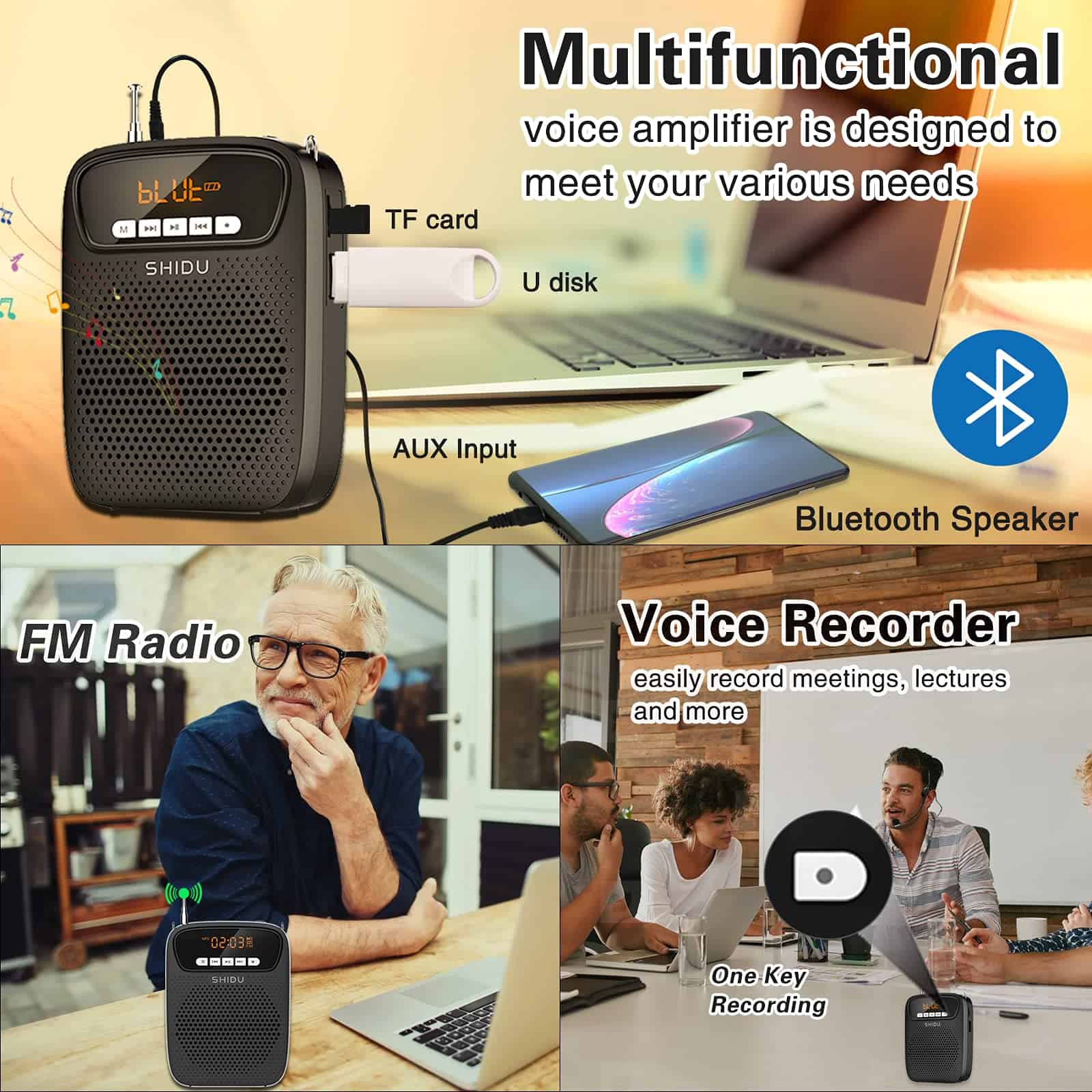 Amplificador de voz mini portátil con micrófono de - Imagen 7