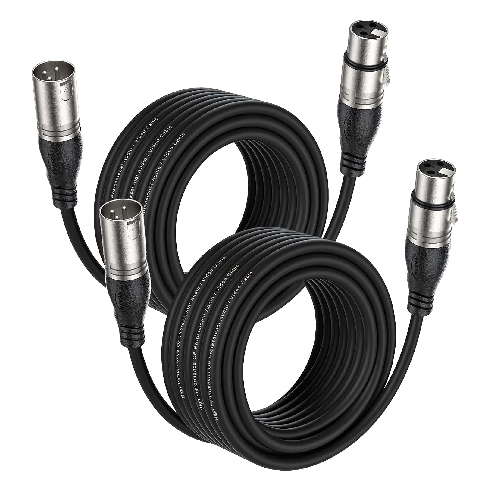 Cable XLR EBXYA de 25 pies 2 paquetes - Cable de micrófono