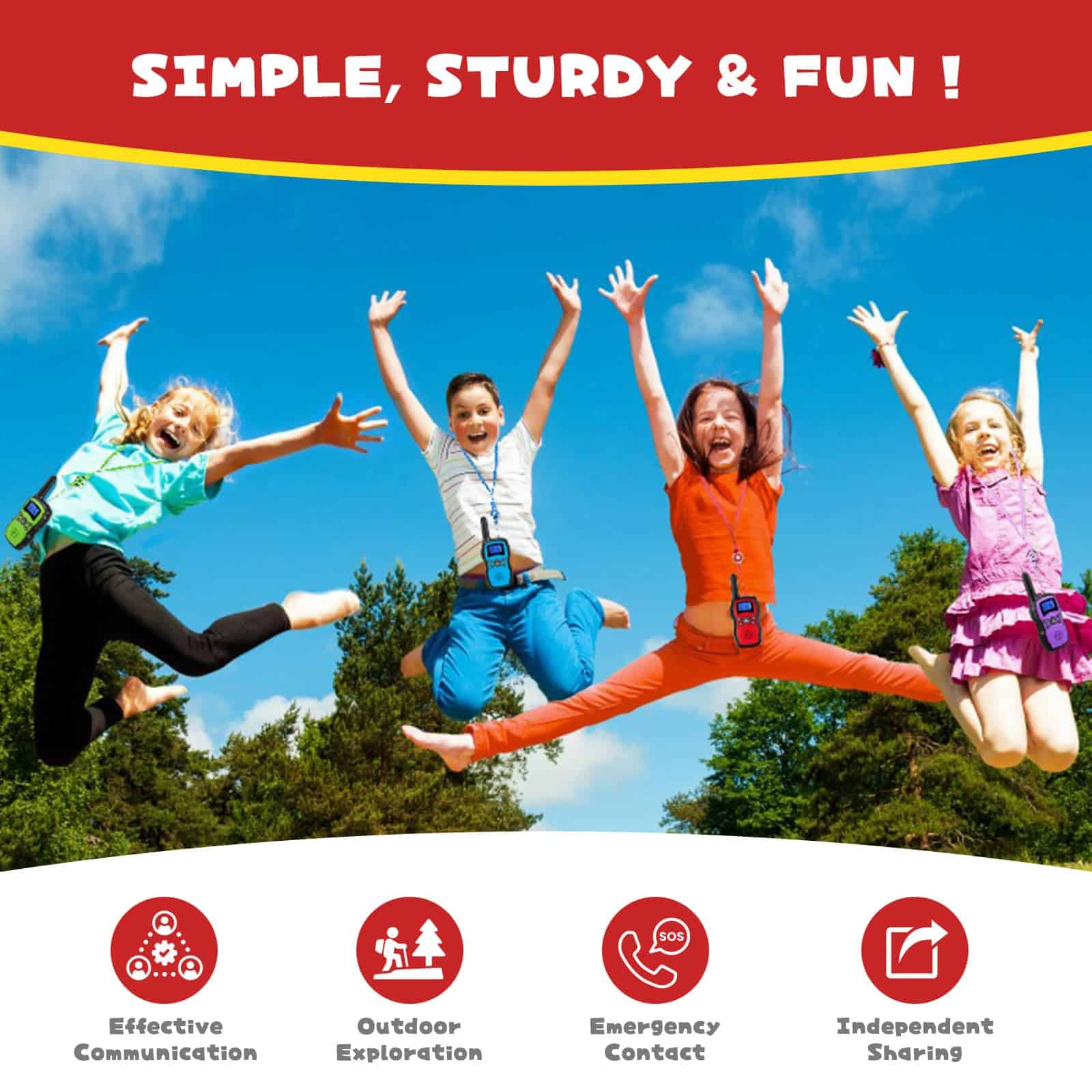 Walkie Talkies Recargables para Niños 3 Pack, Juguetes para - Imagen 6