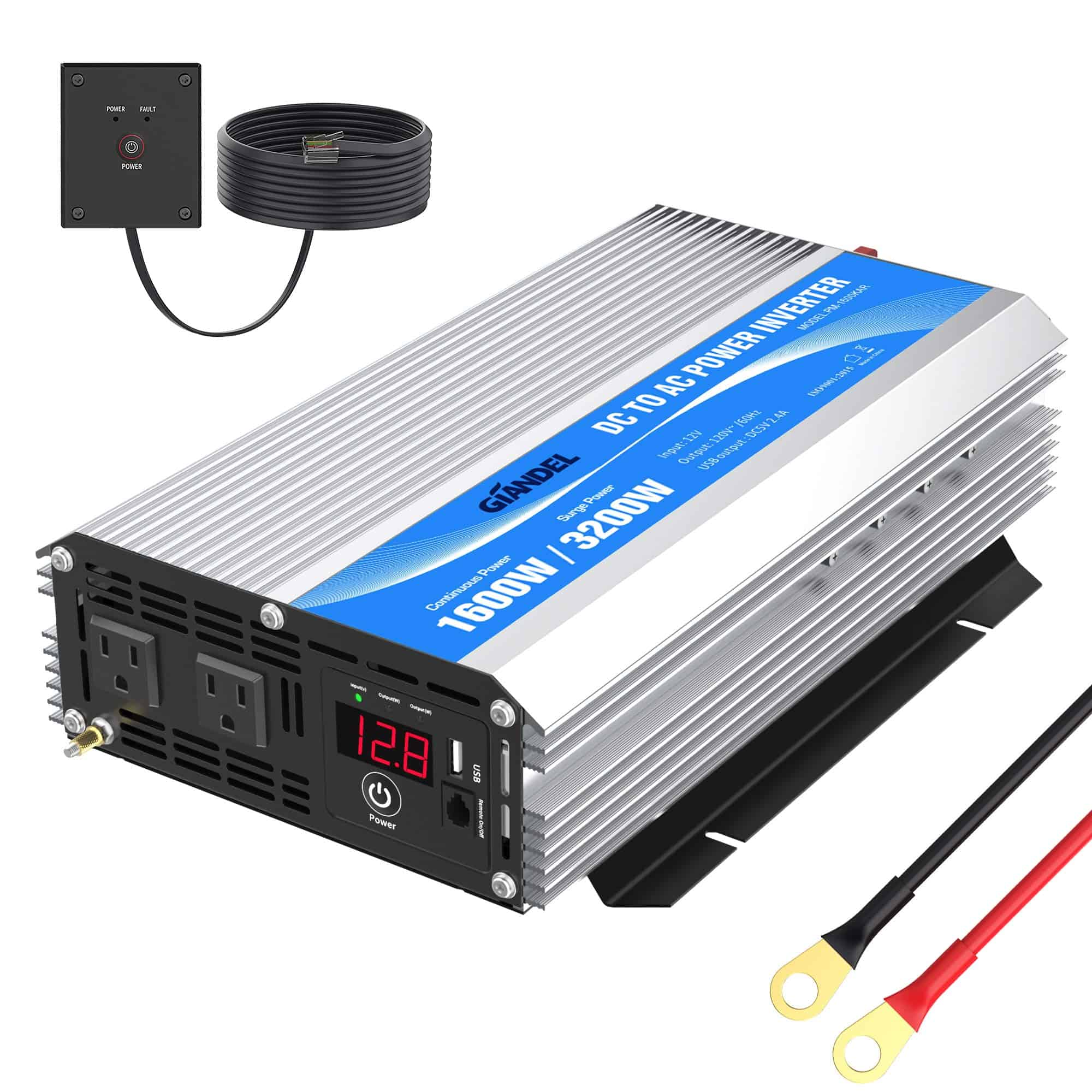 Inversor de Corriente de 1600W Onda Modificada DC 12voltios