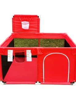 Parque de juegos portátil grande para bebés con canasta de