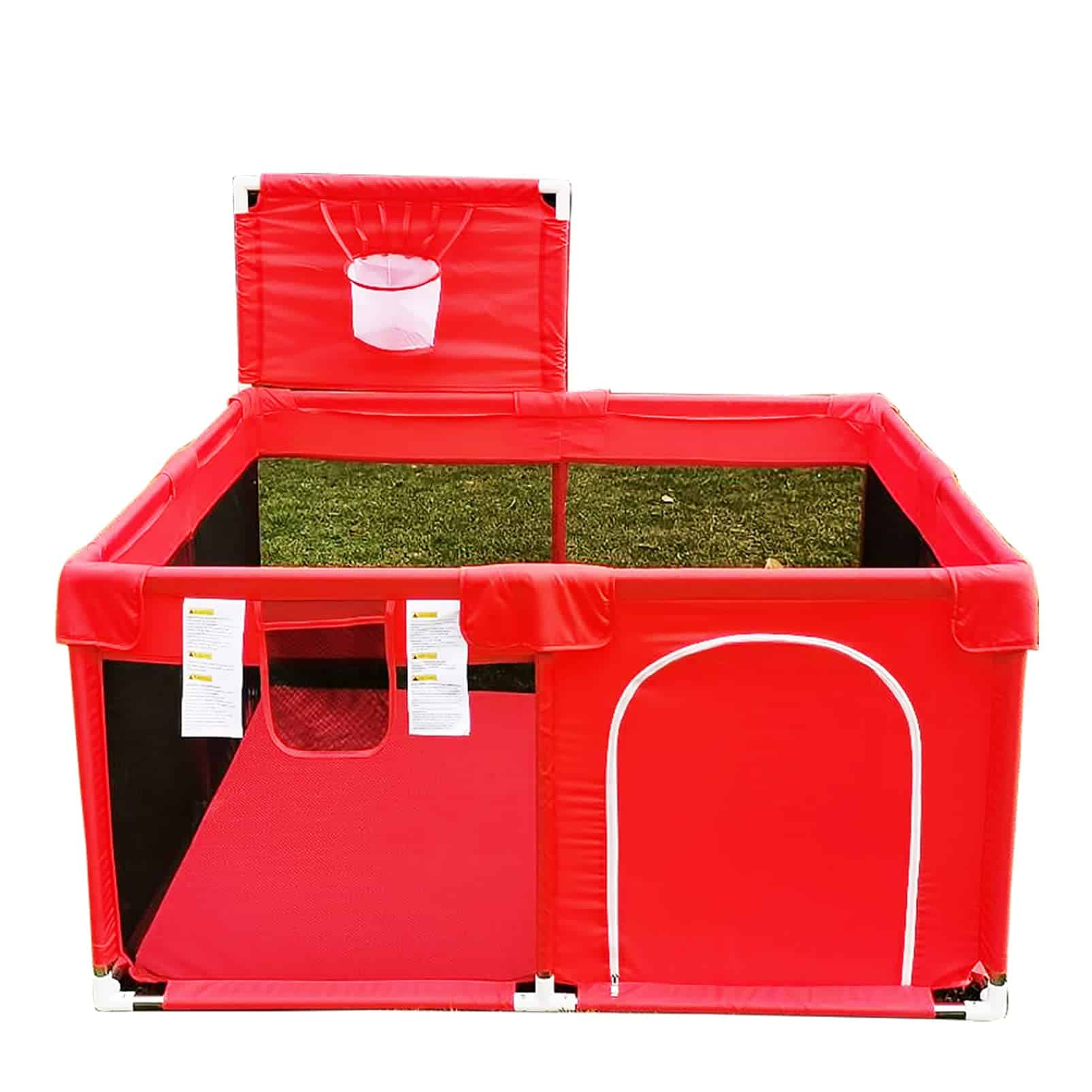 Parque de juegos portátil grande para bebés con canasta de