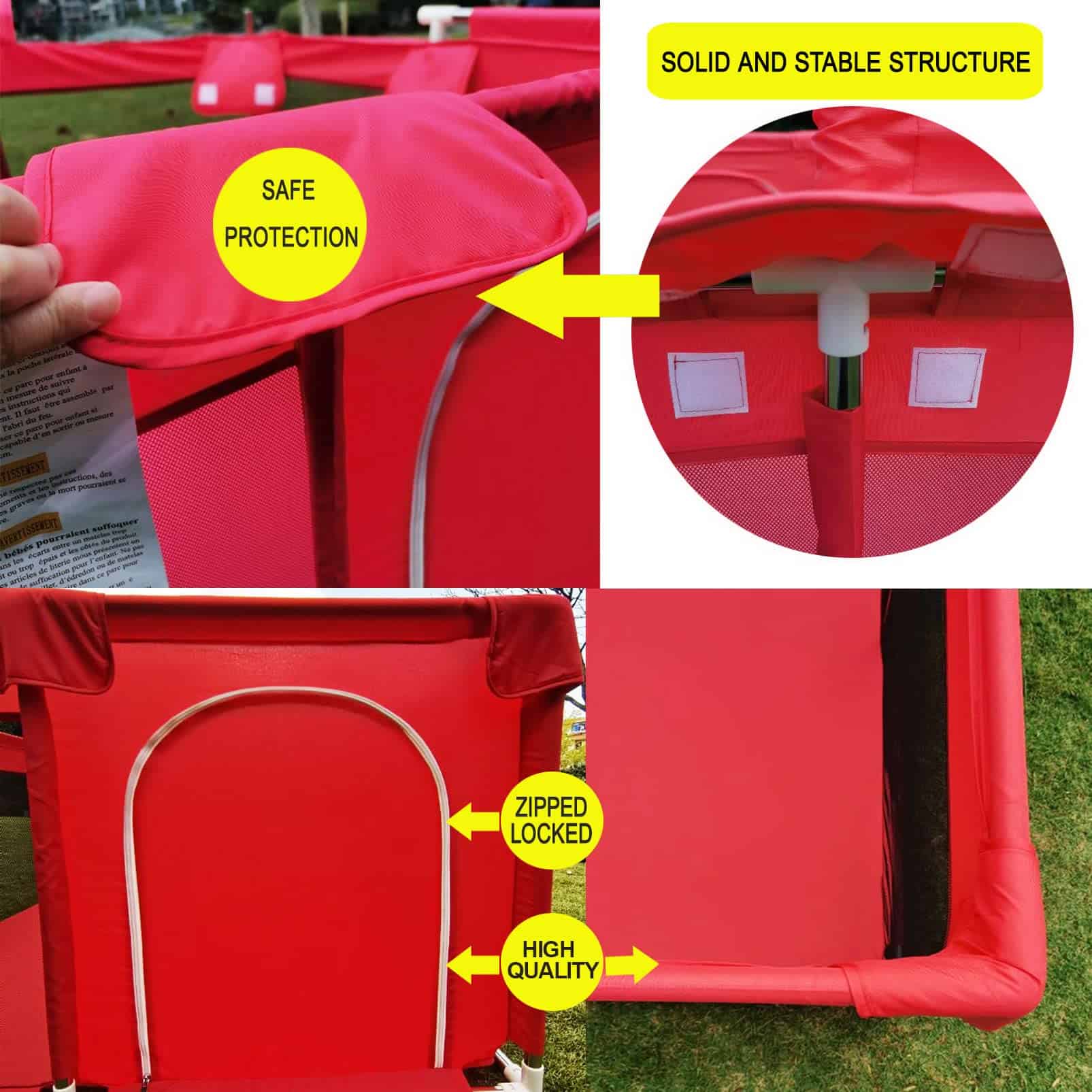 Parque de juegos portátil grande para bebés con canasta de - Imagen 6