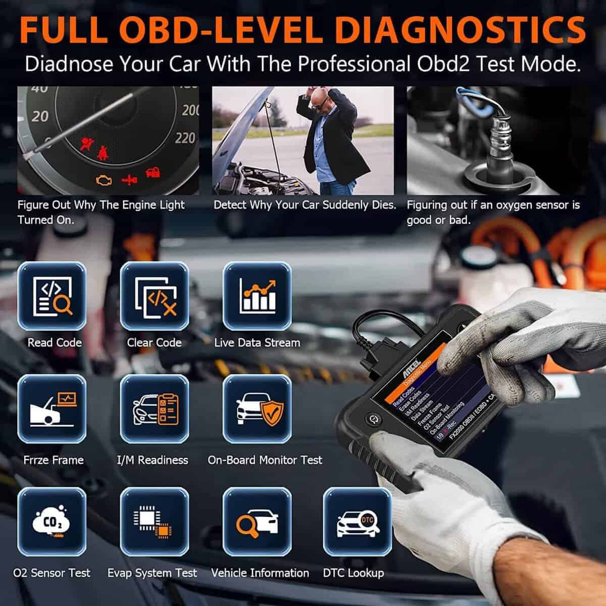 ANCEL FX2000 Escáner OBD2 Herramienta de Diagnóstico, ABS - Imagen 6