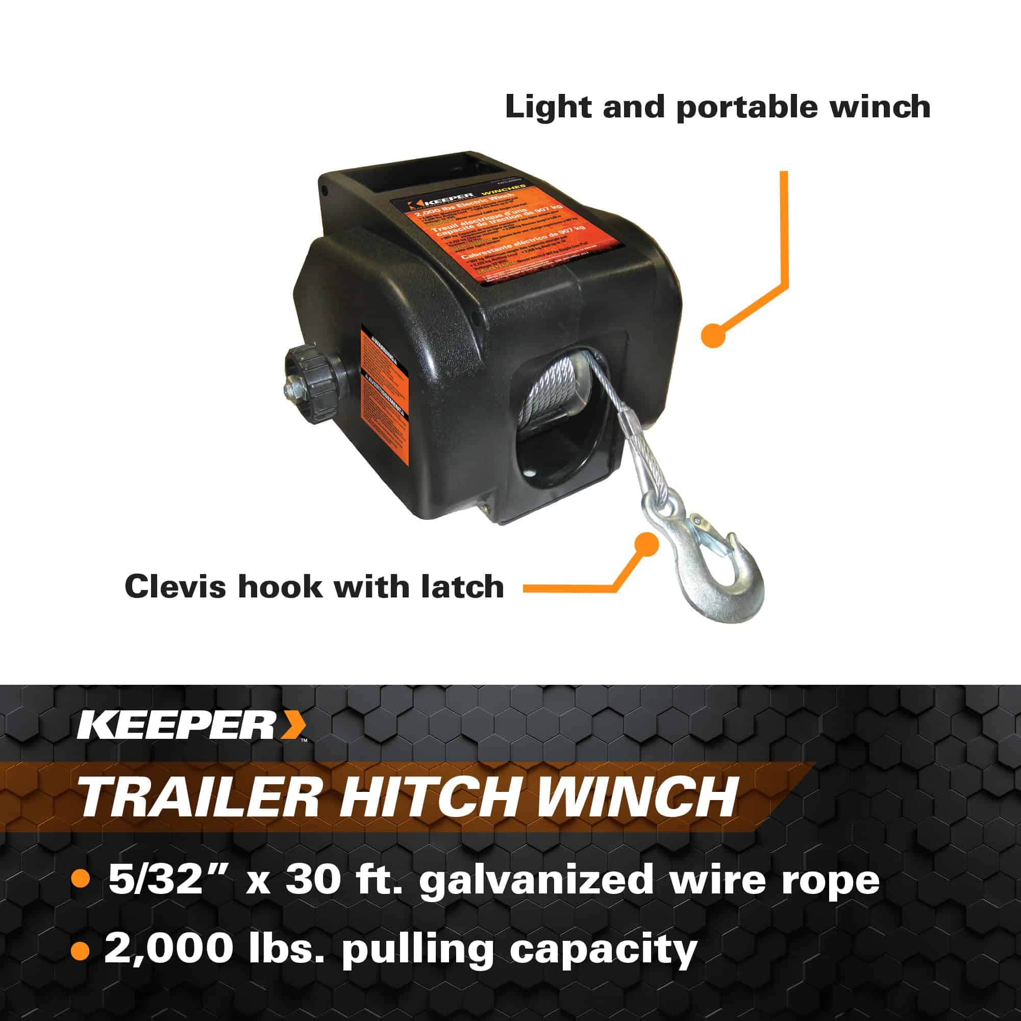 Malacate Portátil Tracker Series 12V DC 2,000lbs KTSL2000RM - Imagen 3