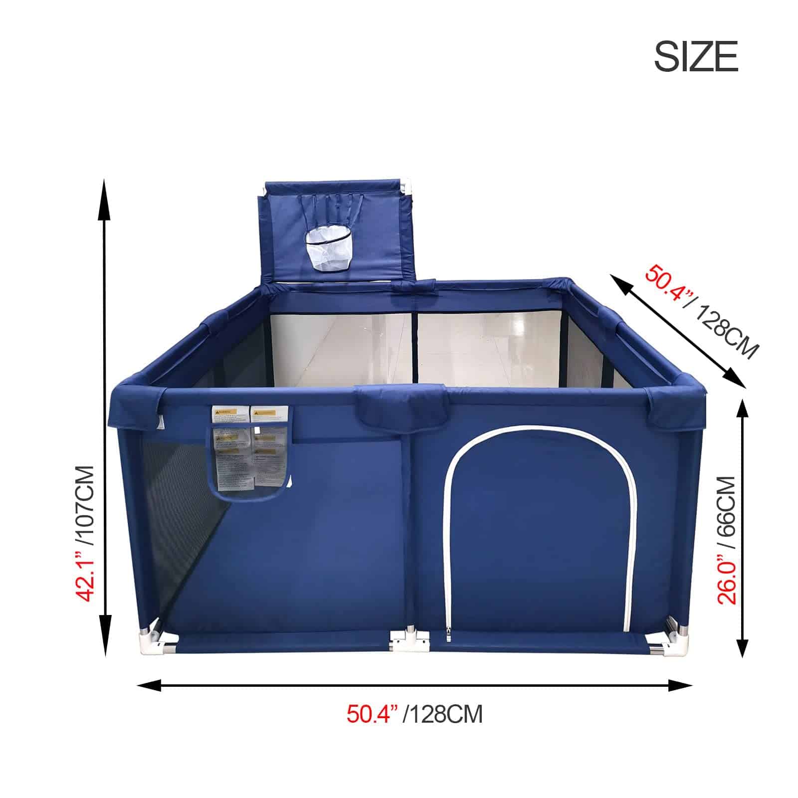 Parque de juegos para bebés portátil con canasta de - Imagen 6