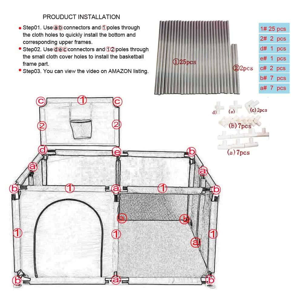 Parque de juegos para bebés portátil con canasta de - Imagen 7