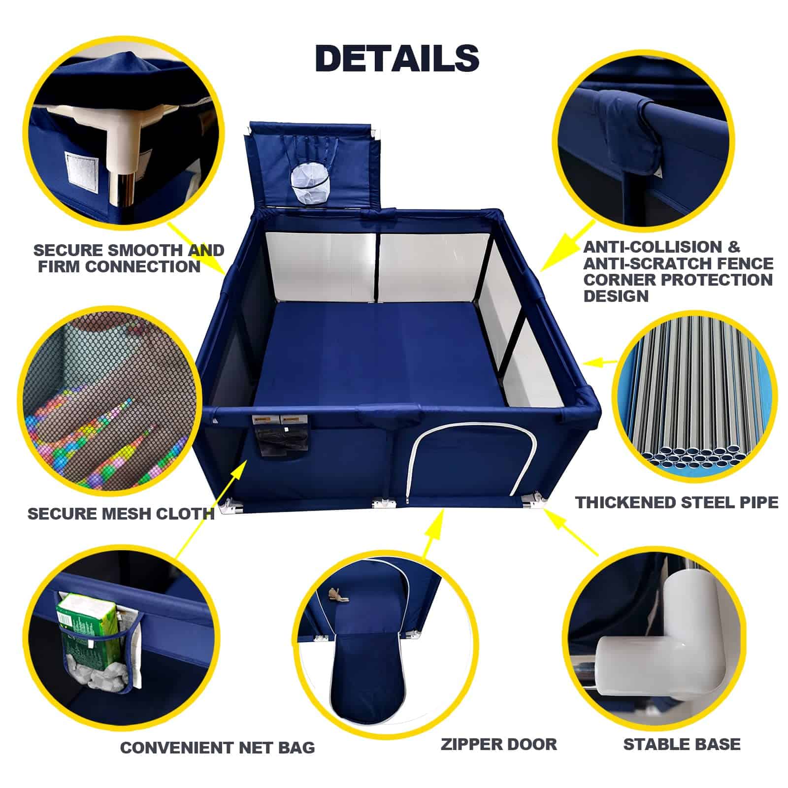 Parque de juegos para bebés portátil con canasta de - Imagen 5