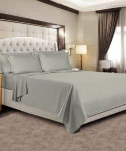 Sábana Plana de Algodón Puro Pizuna King Plata (1 PC),