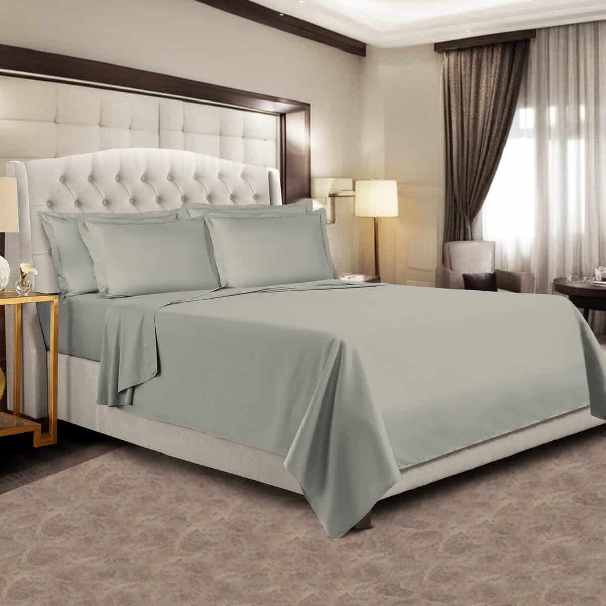 Sábana Plana de Algodón Puro Pizuna King Plata (1 PC),