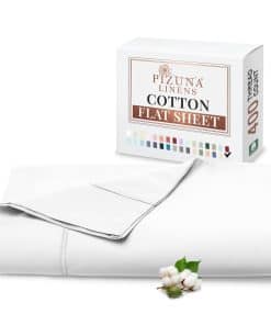 Sábana Plana de Algodón Puro 100% Pizuna para Cama Completa