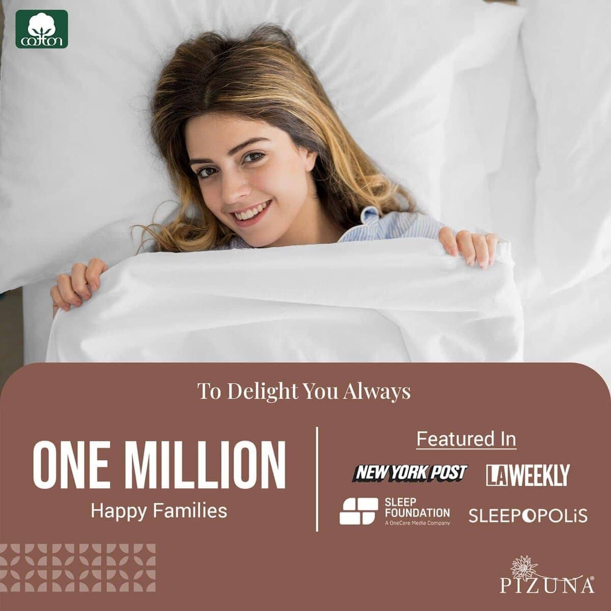 Sábana Plana de Algodón Puro 100% Pizuna para Cama Completa - Imagen 3