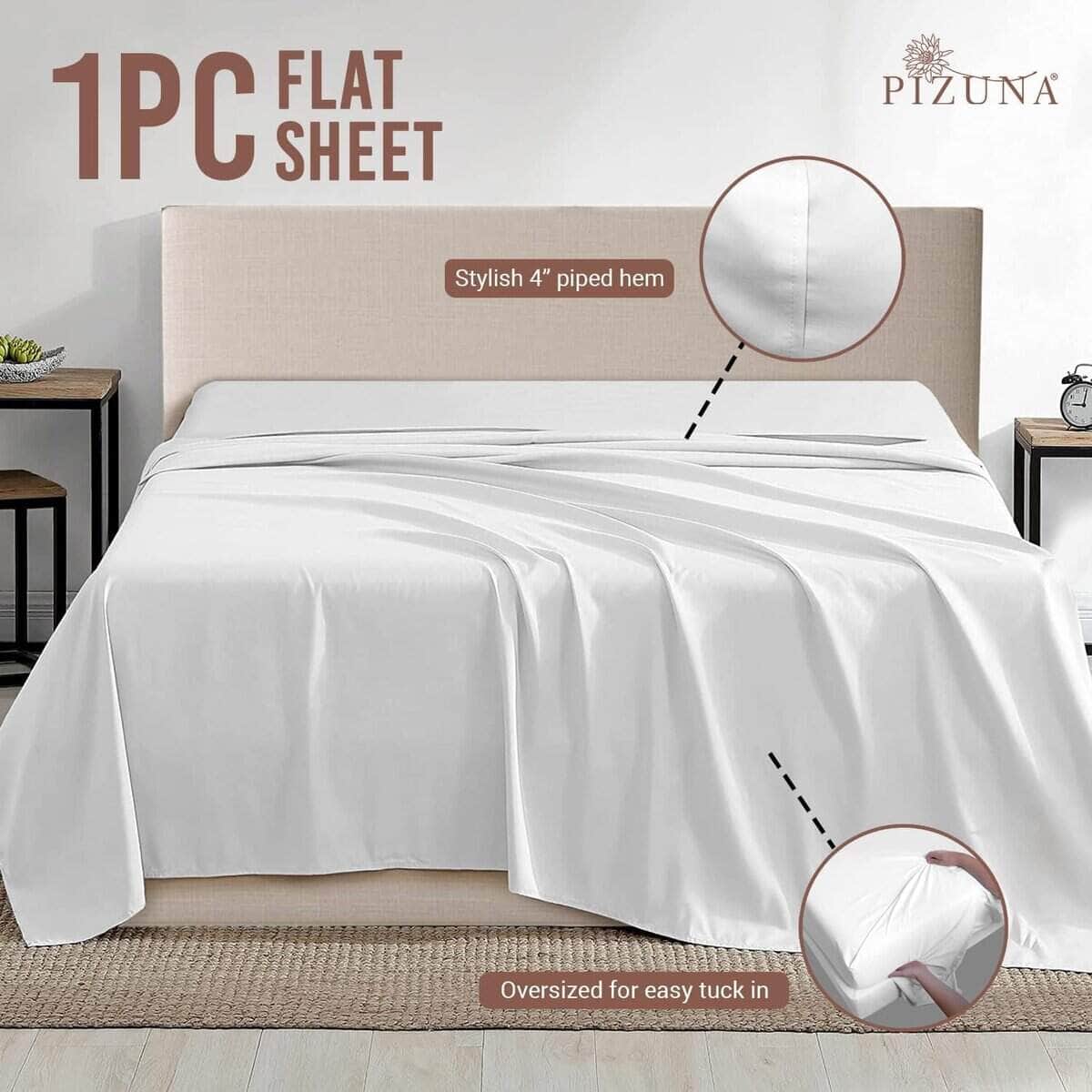 Sábana Plana de Algodón Puro 100% Pizuna para Cama Completa - Imagen 4