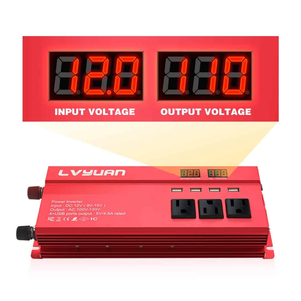 Inversor de Corriente para Automóvil LVYUAN 1000W 12V a - Imagen 3