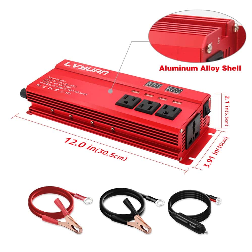 Inversor de Corriente para Automóvil LVYUAN 1000W 12V a - Imagen 8