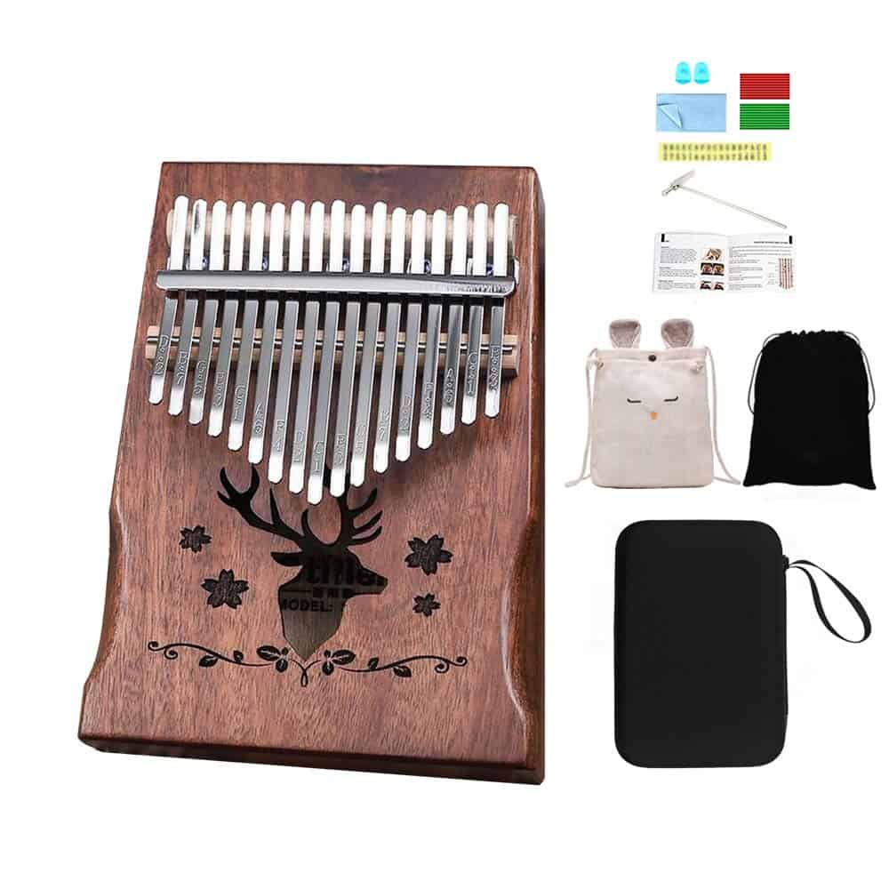 Kalimba 17 teclas Piano de pulgar sólido con bolsa de