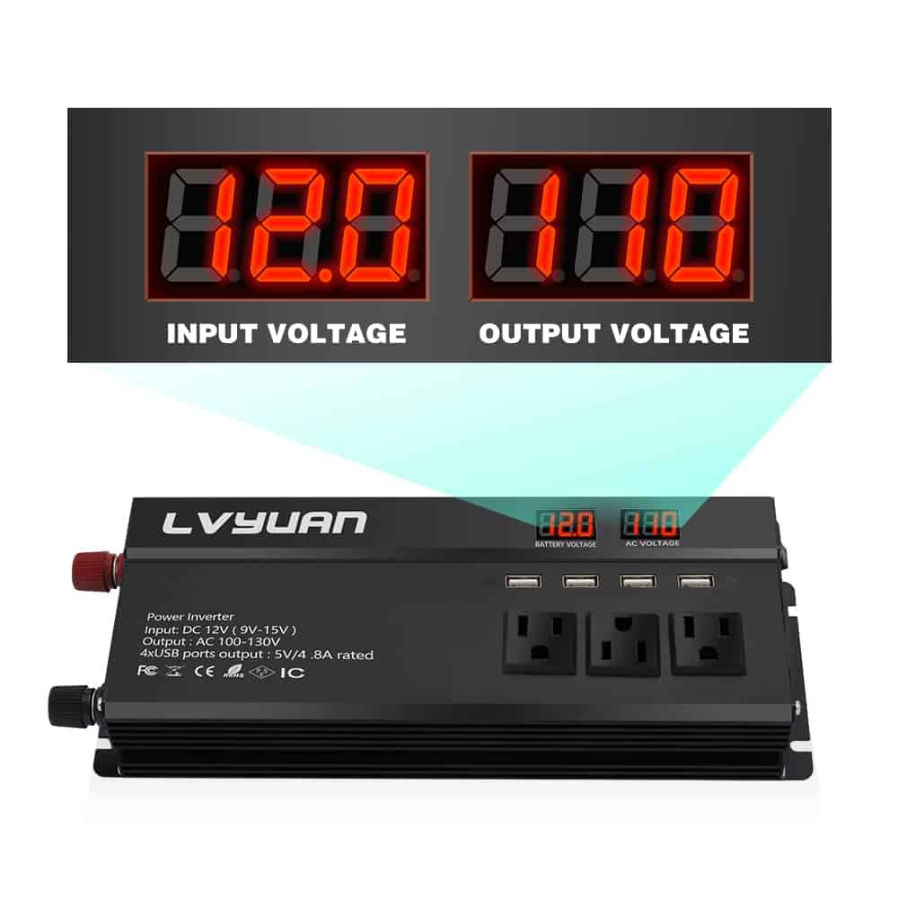 Inversor de Corriente para Auto LVYUAN 1000W 12V a 110V DC - Imagen 3