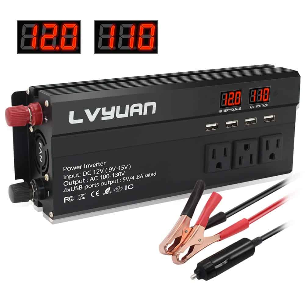 Inversor de Corriente para Auto LVYUAN 1000W 12V a 110V DC