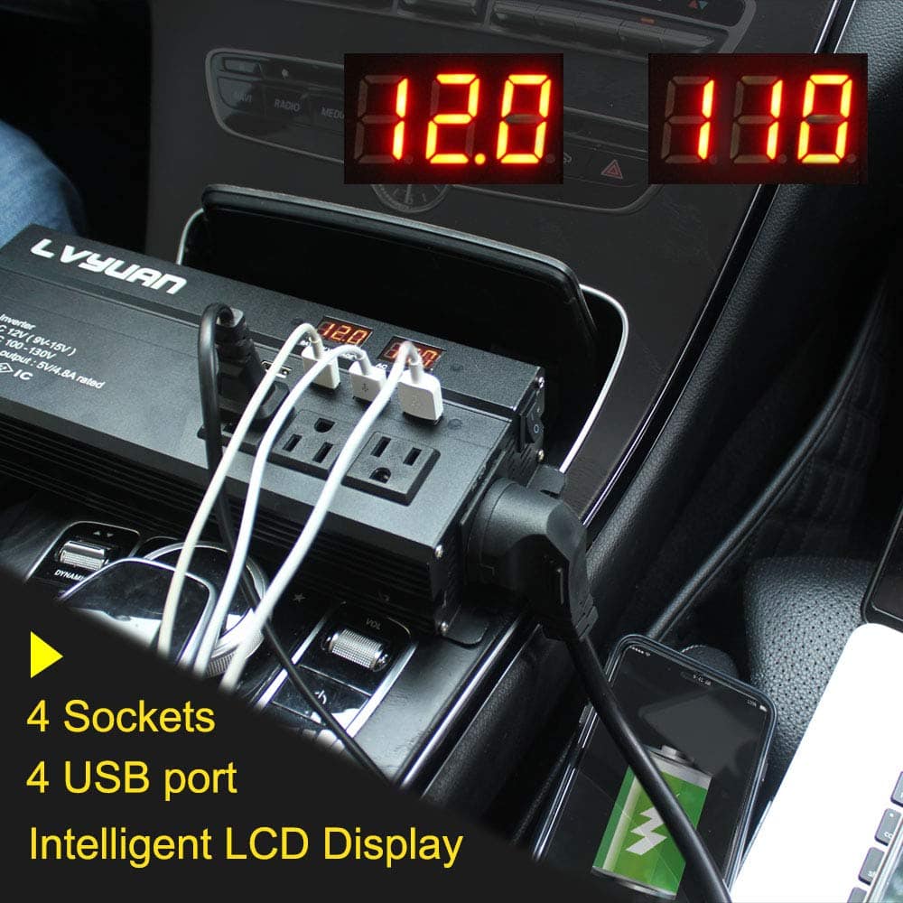 Inversor de Corriente para Auto LVYUAN 1000W 12V a 110V DC - Imagen 4