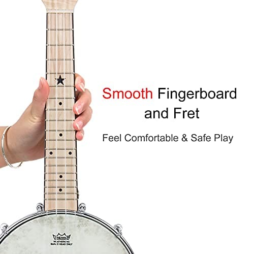 Banjo Ukulele, AKLOT Concert 23 pulgadas Remo Drumhead Open - Imagen 4