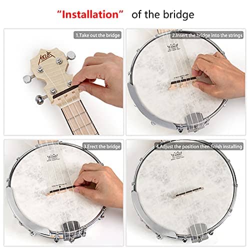 Banjo Ukulele, AKLOT Concert 23 pulgadas Remo Drumhead Open - Imagen 8