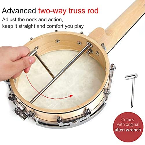Banjo Ukulele, AKLOT Concert 23 pulgadas Remo Drumhead Open - Imagen 5