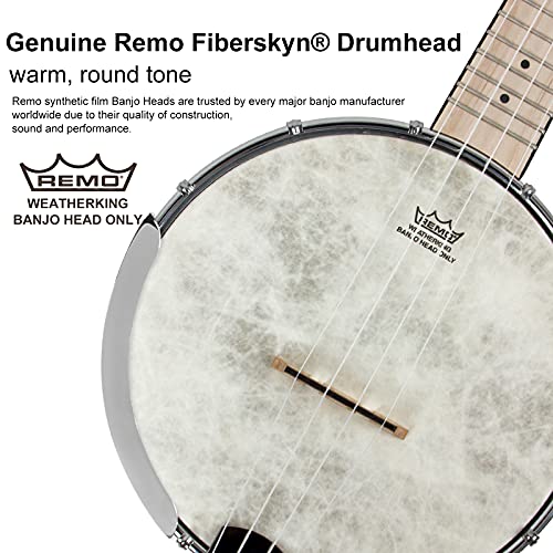 Banjo Ukulele, AKLOT Concert 23 pulgadas Remo Drumhead Open - Imagen 9