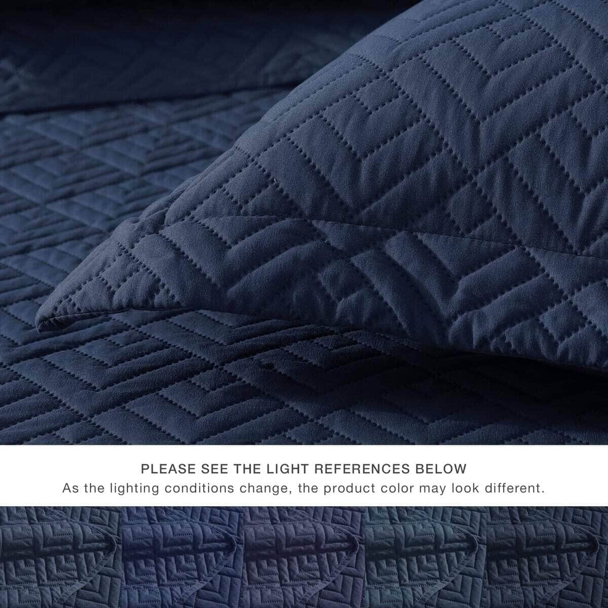 EXQ Home Quilt Set King Size Azul Marino 3 Piezas, Colcha - Imagen 7