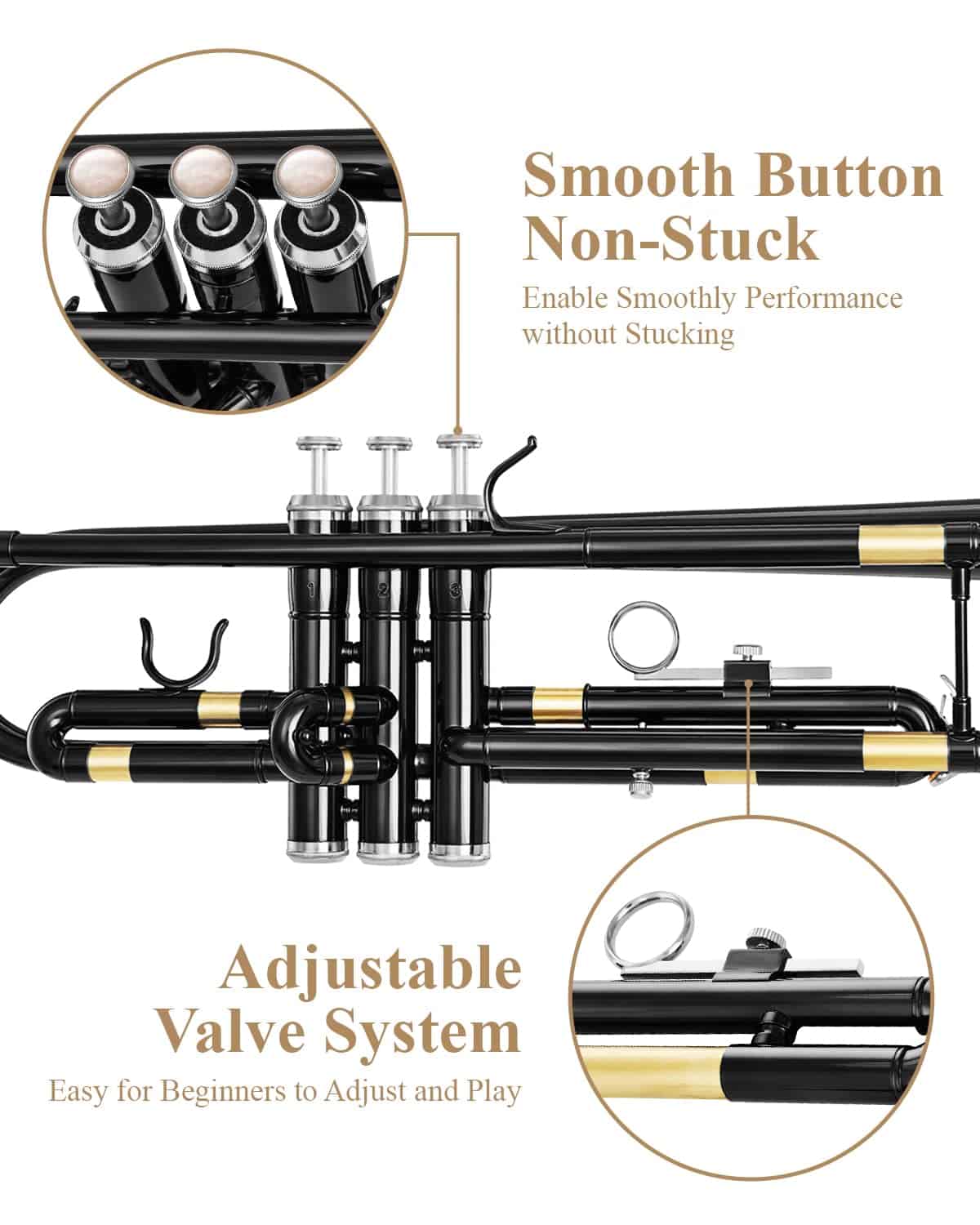 Trompeta Bb estándar Eastar para principiantes con estuche - Imagen 5