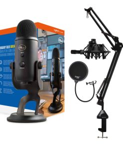 Micrófono Blue Yeti (Blackout) con soporte de brazo Knox