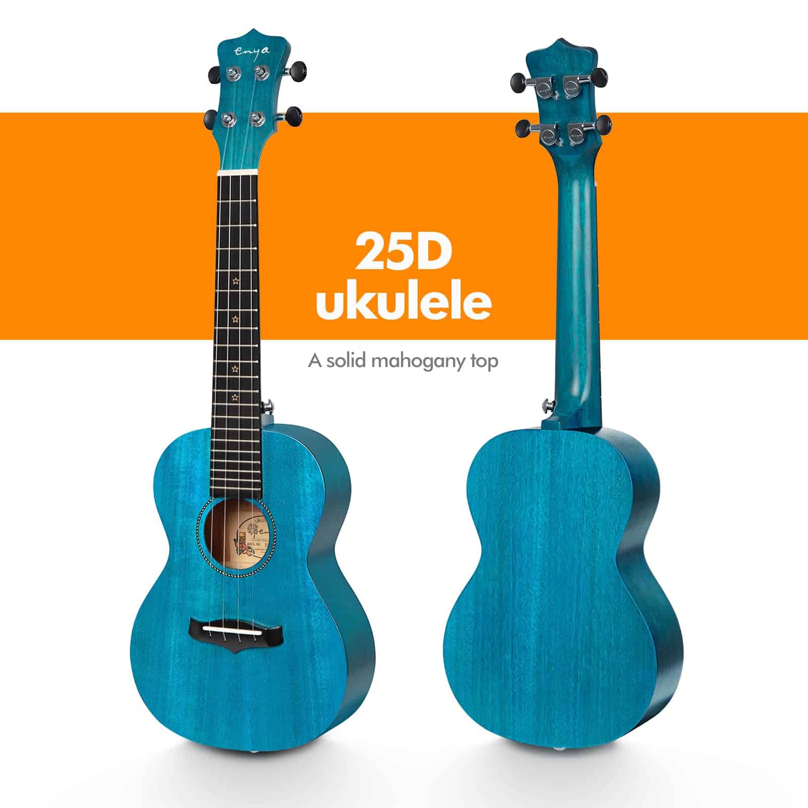 Ukulele Concierto Enya 23 Pulgadas Azul Tapa de Caoba - Imagen 3