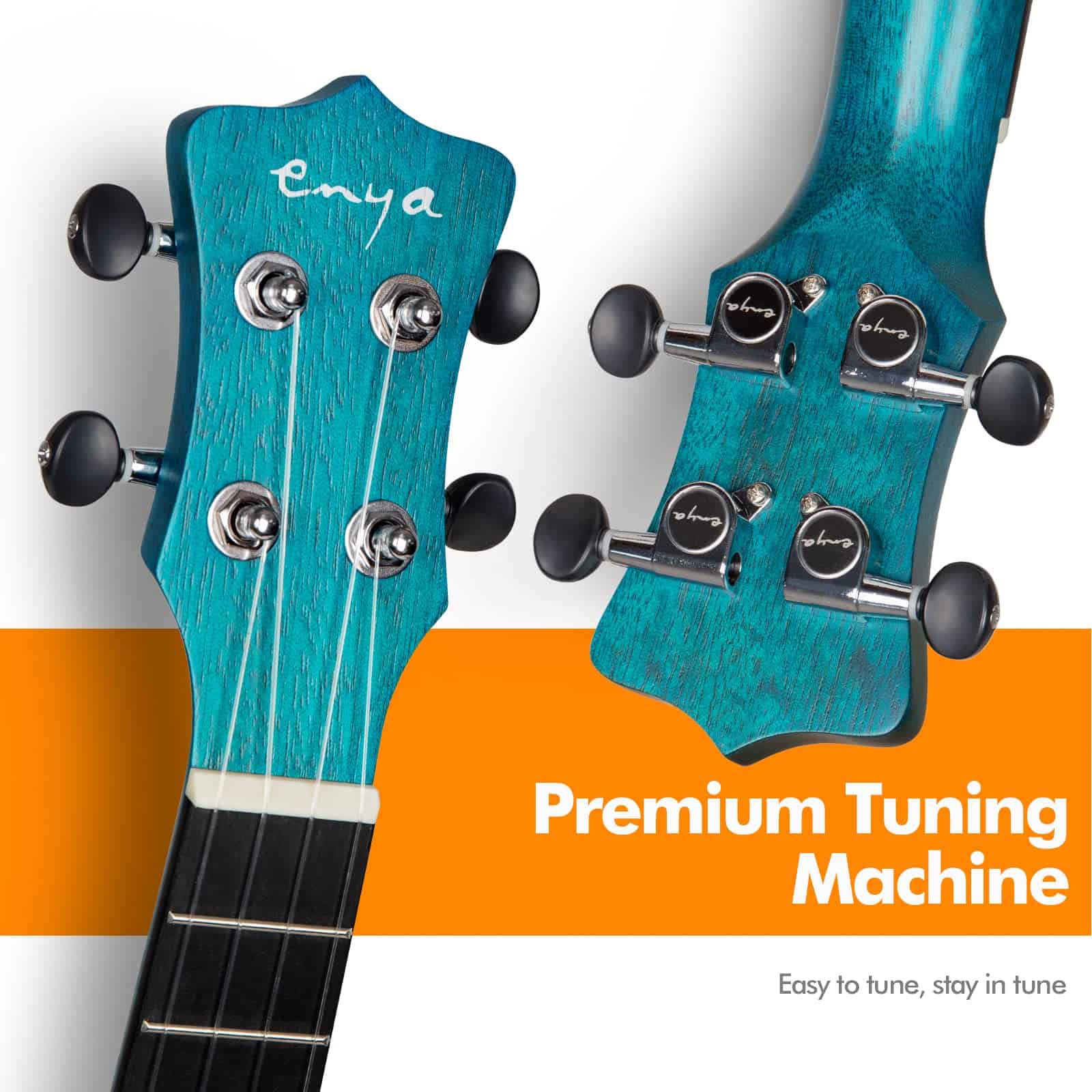 Ukulele Concierto Enya 23 Pulgadas Azul Tapa de Caoba - Imagen 4