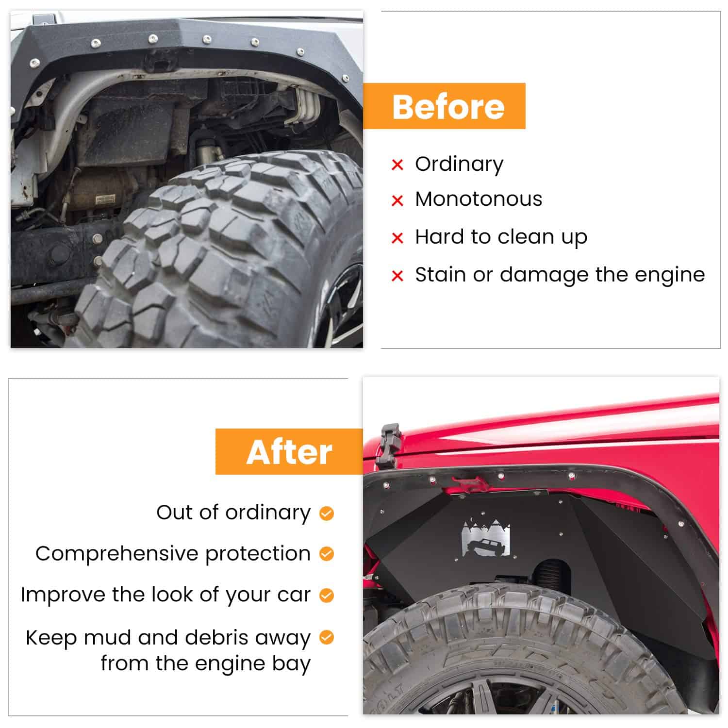 Revestimientos de guardabarros interiores delanteros para - Imagen 4